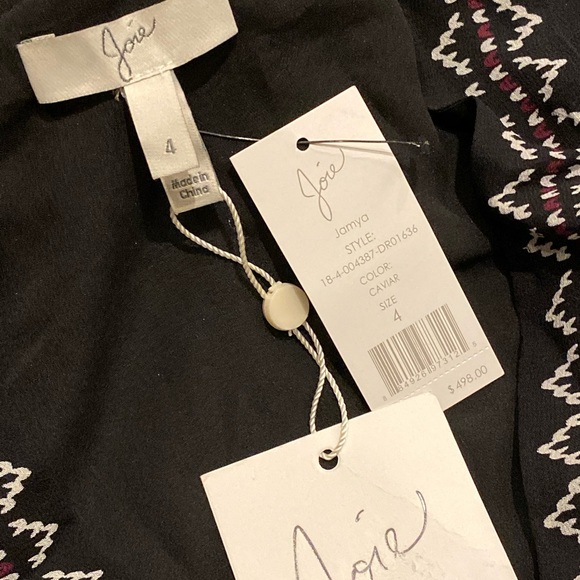 NWT Joie Jamya Long Sleeve Silk Dress in Caviar - Picture 4 of 8